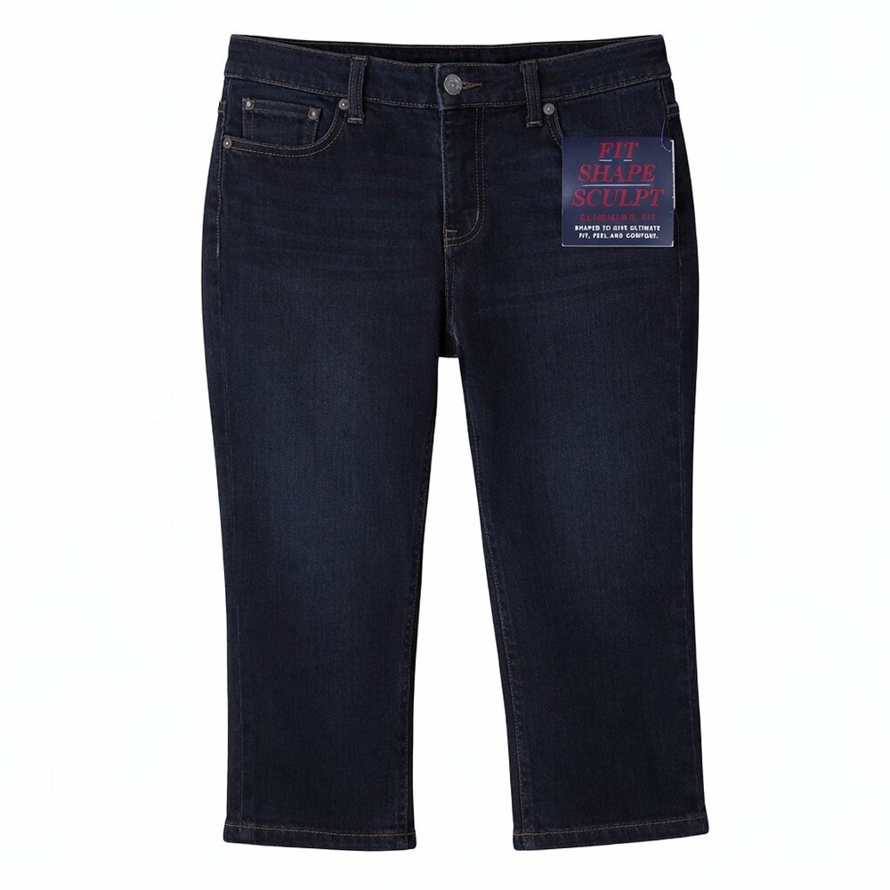 NWT CHAPS Fit Shape Sculpt Slimming Mid Rise Capri Jeans Size 4P